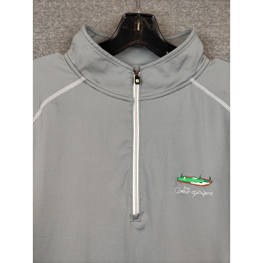 FJ Mens Jacket Large Gray 1/4 Zip CDA Golf Course Classic Preppy Long Sleeve